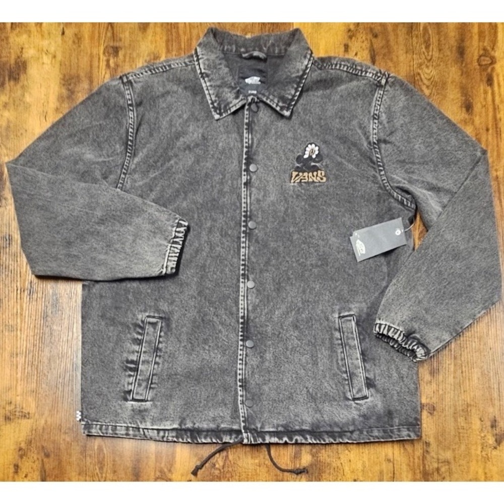 Vans Off The Wall Torrey Black Washed Denim Skate Jacket Size Extra Large NWT - Picture 1 of 8
